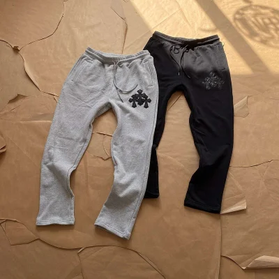 Штаны Chrome Hearts Embroidered Crosses Front "Gray" фото № 3