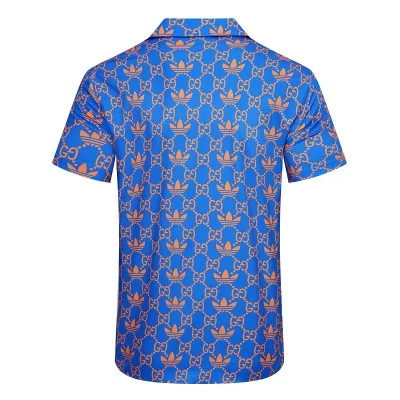 Рубашка Gucci Trefoil And Logo Print With Dots "Blue" фото № 2