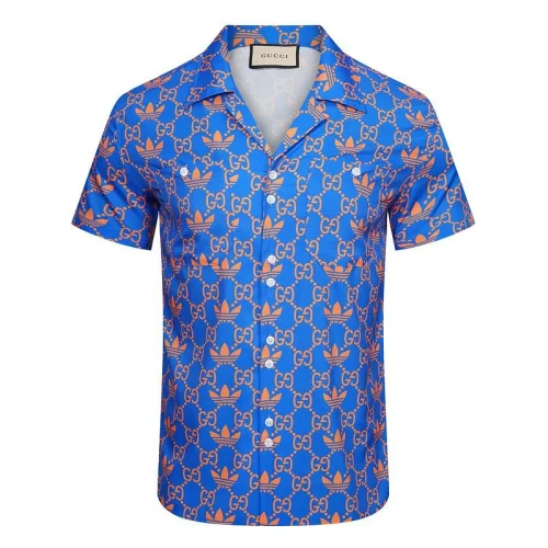 Рубашка Gucci Trefoil And Logo Print With Dots "Blue"