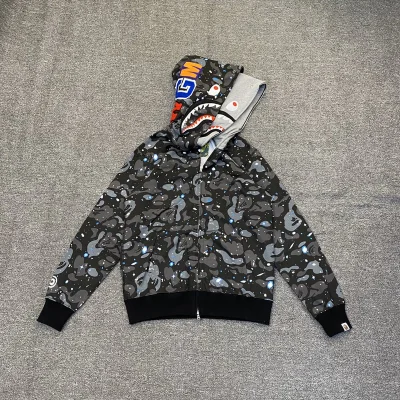 Худи A Bathing Ape Imitation Of A Double Hood "Black/Gray" фото № 7