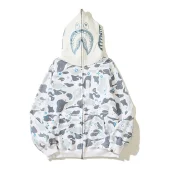 Худи A Bathing Ape Zip Camouflage Blue Spots Shark On Hood "White"