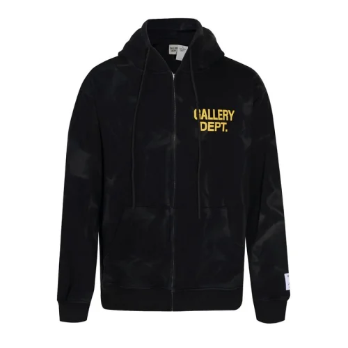 Худи Gallery Dept Crumpled Fabric Pattern Zip "Black"