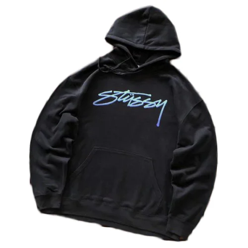 Худи Stussy Plain With Front Logo And Wide Pocket "Black"