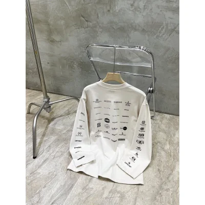 Лонгслив Balenciaga With Print Of Small Logos "White" фото № 4