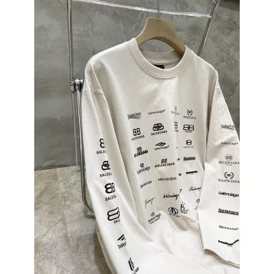 Лонгслив Balenciaga With Print Of Small Logos "White" фото № 5