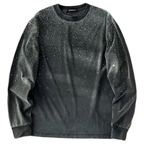 Лонгслив Balenciaga Glitter Decoration Front "Black"