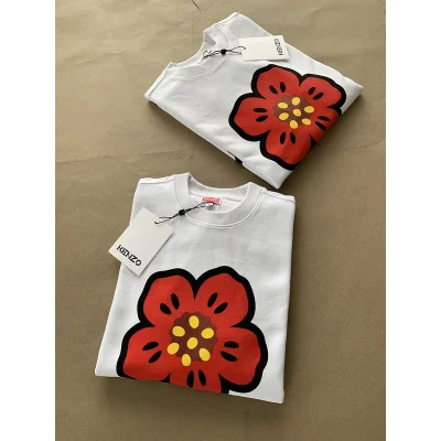 Лонгслив Kenzo Red Flower Logo "White" фото № 5