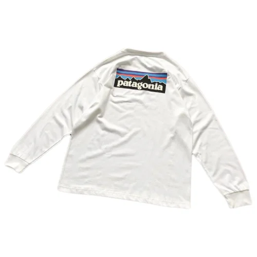 Лонгслив Patagonia Plain Background With Mountain View Inside Rectangle "White"