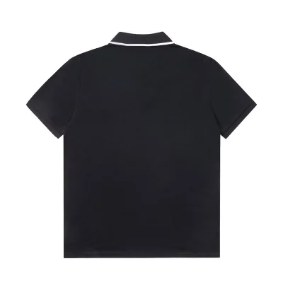 Поло Burberry With A Stripe On The Collar And Round Logo "Black" фото № 7