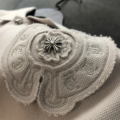 Поло Chrome Hearts With Fabric Logo "White" фото № 5