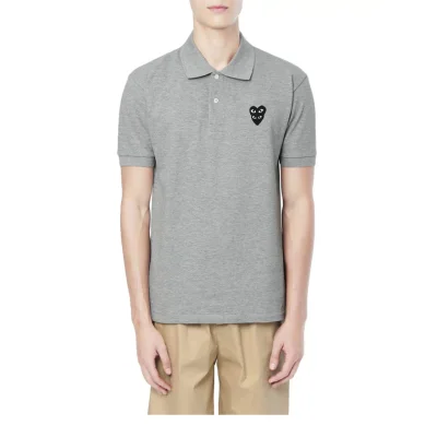 Поло Comme des Garcons Play Double Red Heart "Gray" фото № 2