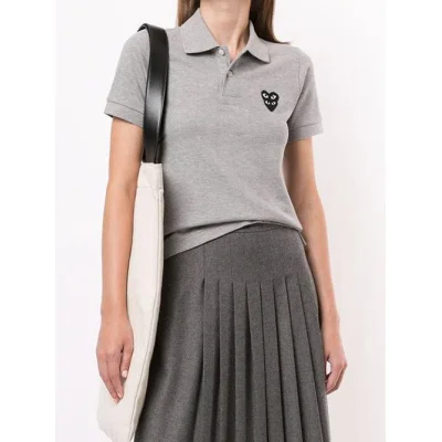 Поло Comme des Garcons Play Double Red Heart "Gray" фото № 4