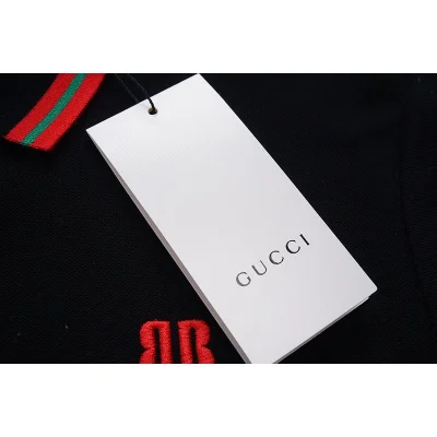 Поло Gucci With Red Collar Edging "Black" фото № 3