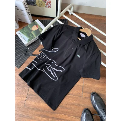 Поло Lacoste Half Logo “Black” фото № 4 Поло Lacoste Half Logo “Black” фото № 4