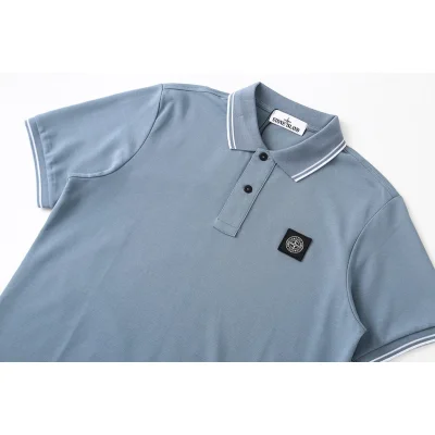 Поло Stone Island Black Logo Flowers "Blue" фото № 9