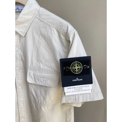 Рубашка Stone Island With Brand Instructions "Cream" фото № 3