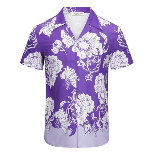 Рубашка Valentino Short Sleeves White Flower Buds "Purple"