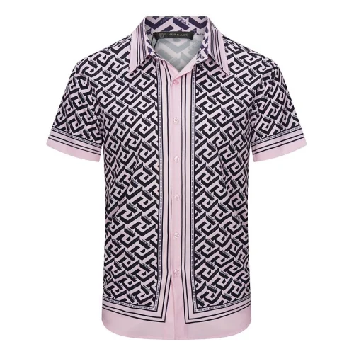 Рубашка Versace Repeating Logo And Stripes "Pink"