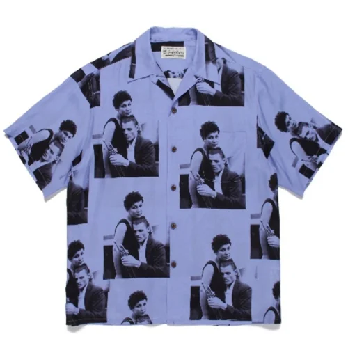 Рубашка Wacko Maria Print Men And Women "Blue/Violet"