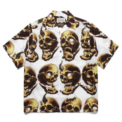 Рубашка Wacko Maria Bony Skull Print "White"