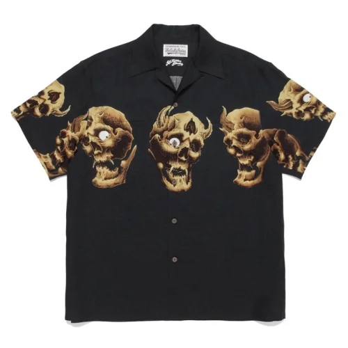 Рубашка Wacko Maria With Demon Skulls "Black"