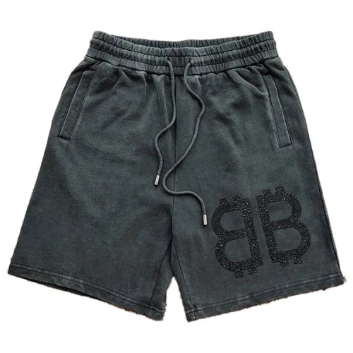 Шорты Balenciaga With Beautiful Logo Made Of Rhinestones "Black"