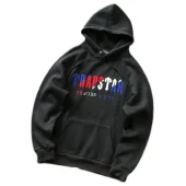 Худи Trapstar Embroidered Logo With Three Color Background Above Inscription "Black"