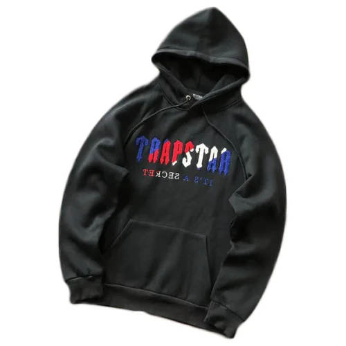 Худи Trapstar Embroidered Logo With Three Color Background Above Inscription "Black"
