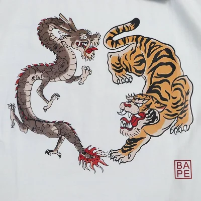 Футболка A Bathing Ape Tiger VS Dragon "White" фото № 5 Футболка A Bathing Ape Tiger VS Dragon "White" фото № 5