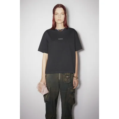 Футболка Acne Studios Short Sleeve Logo Text AS "Black" фото № 3