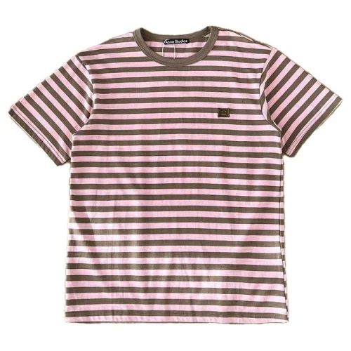Футболка Acne Studios Striped With Logo "Pink"