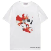 Футболка Alexander Mcqueen Skeleton With Red Details Front Print "White"