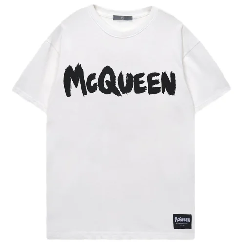 Футболка Alexander Mcqueen Inscription And Small Logo Inside Rectangle Front "White"