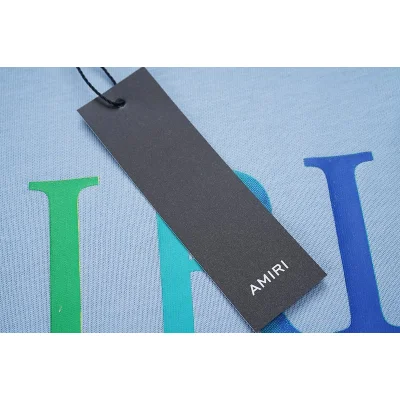 Футболка Amiri Logo In Rainbow Colors "Blue" фото № 2