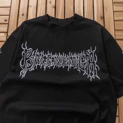 Футболка Balenciaga Big Logo With Patterns "Black" фото № 2