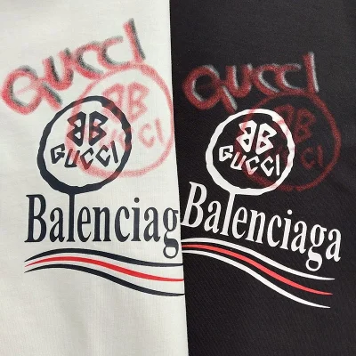 Футболка Balenciaga X Gucci With A Print From Two Brands "White" фото № 4