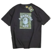 Футболка Bape Logo And Inscription Above Camouflage Rectangle "Black"