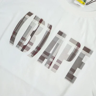 Футболка Bape Big Plaid Logo Name Front "White" фото № 5
