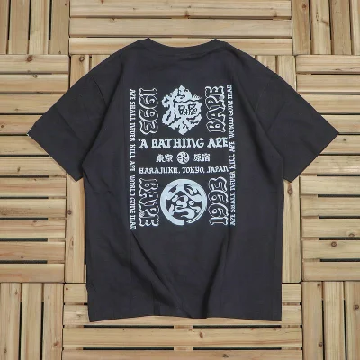 Футболка Bape Hieroglyphs Print Back "Black" фото № 2