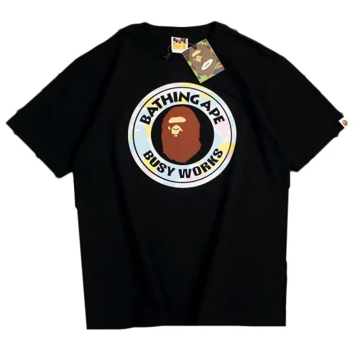 Футболка Bape Logo Inside Circle With Inscription Busy Works "Black"