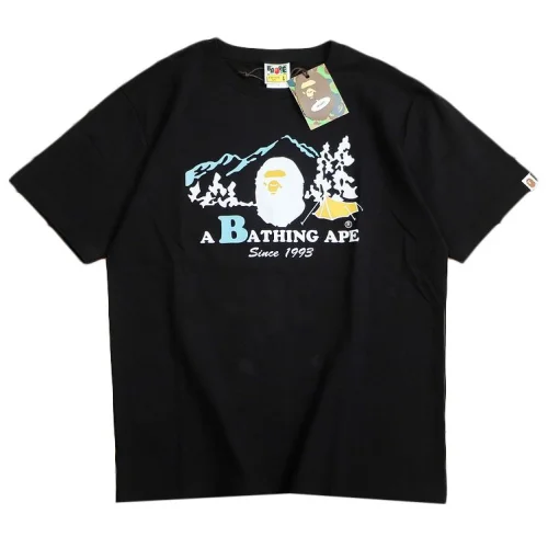 Футболка Bape Logo And Camp In Mountains "Black"
