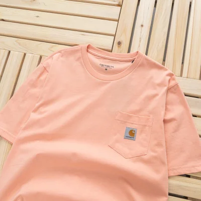 Футболка Carhartt With A Small Logo On The Pocket "Peach" фото № 2