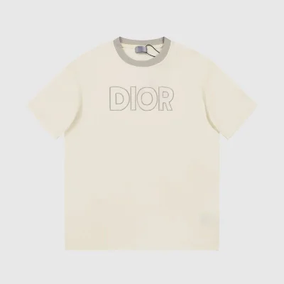 Футболка Christian Dior Letter Logo Print "Cream" фото № 2
