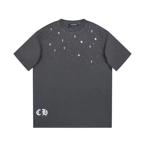 Футболка Chrome Hearts Decorated With Diamonds "Gray"