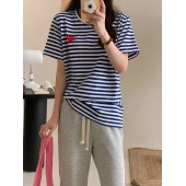 Футболка Comme des Garçons Play Striped Heart Eyes "Blue"