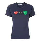 Футболка Comme des Garçons Play Triple Heart Eyes "Navy"