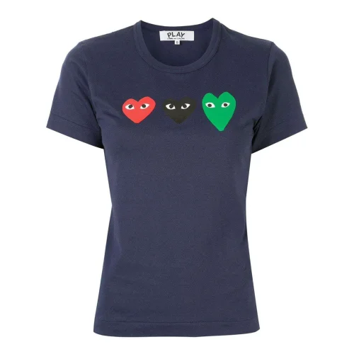 Футболка Comme des Garçons Play Triple Heart Eyes "Navy"