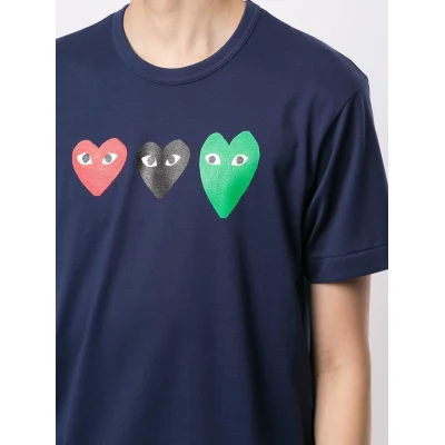 Футболка Comme des Garçons Play Triple Heart Eyes "Navy" фото № 3