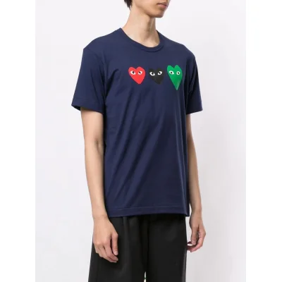 Футболка Comme des Garçons Play Triple Heart Eyes "Navy" фото № 4