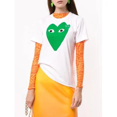 Футболка Comme des Garçons Play Heart Eyes "Green" фото № 5